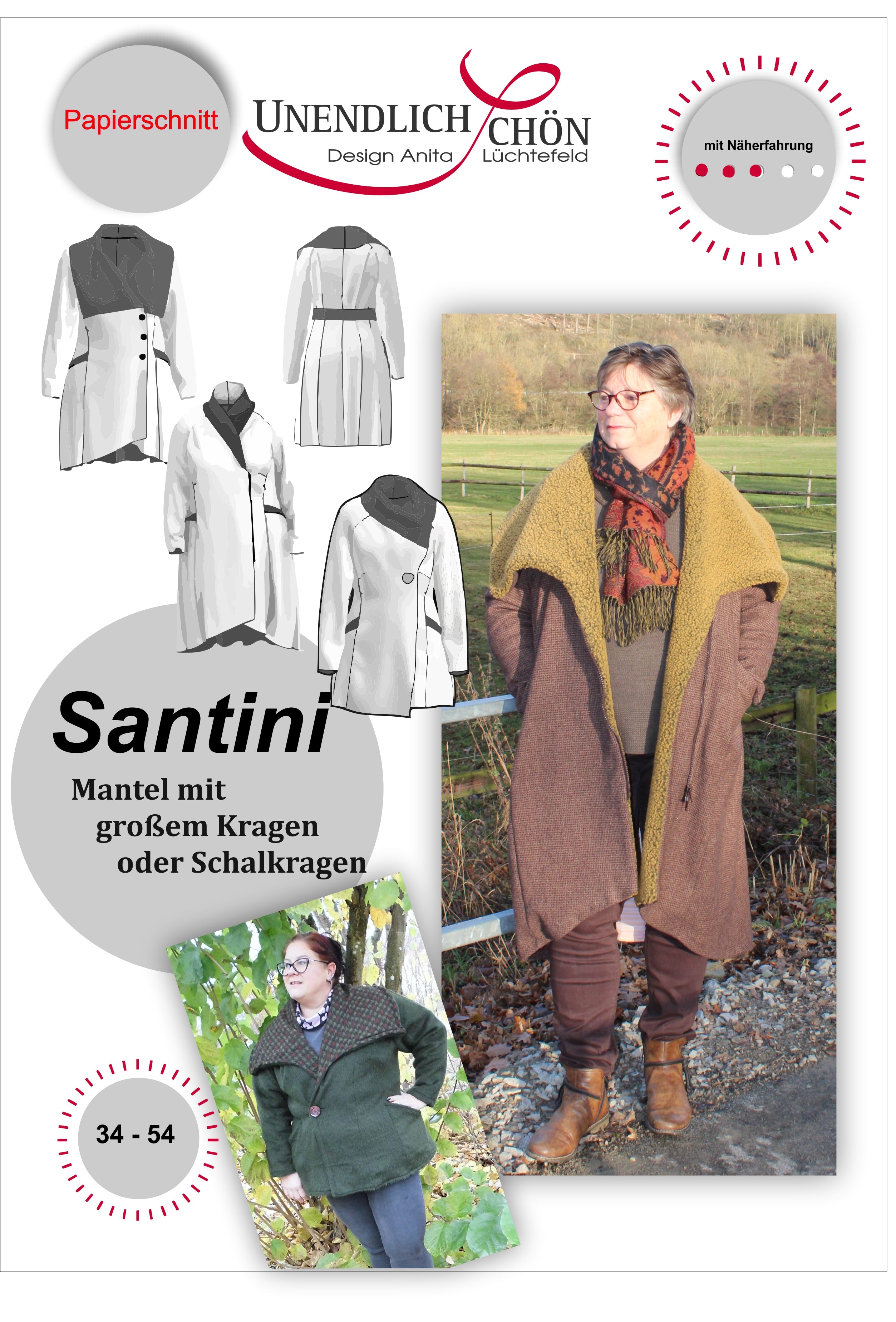 Santini coat cut with cozy collar