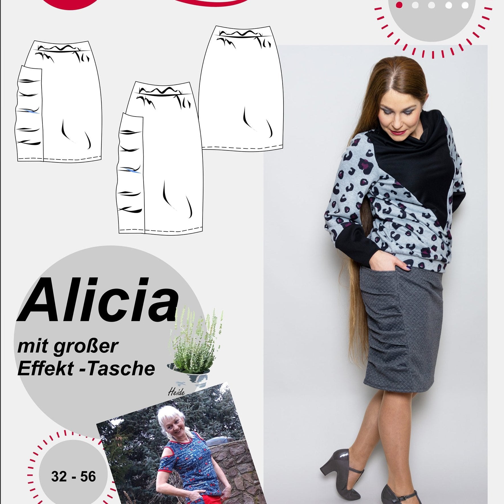 Alicia skirt with large pleated pocket