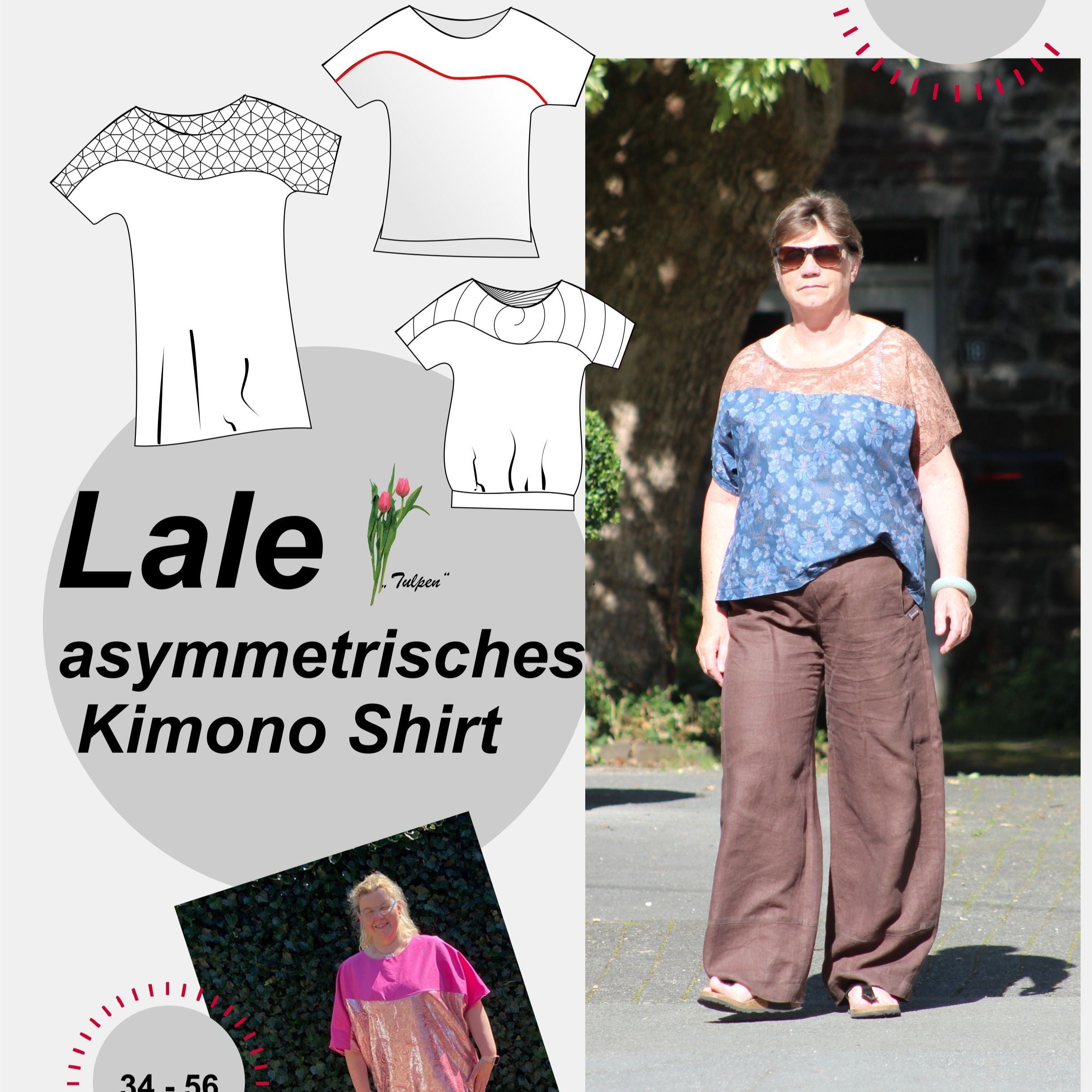 Lale asymmetrisches Kimono Shirt