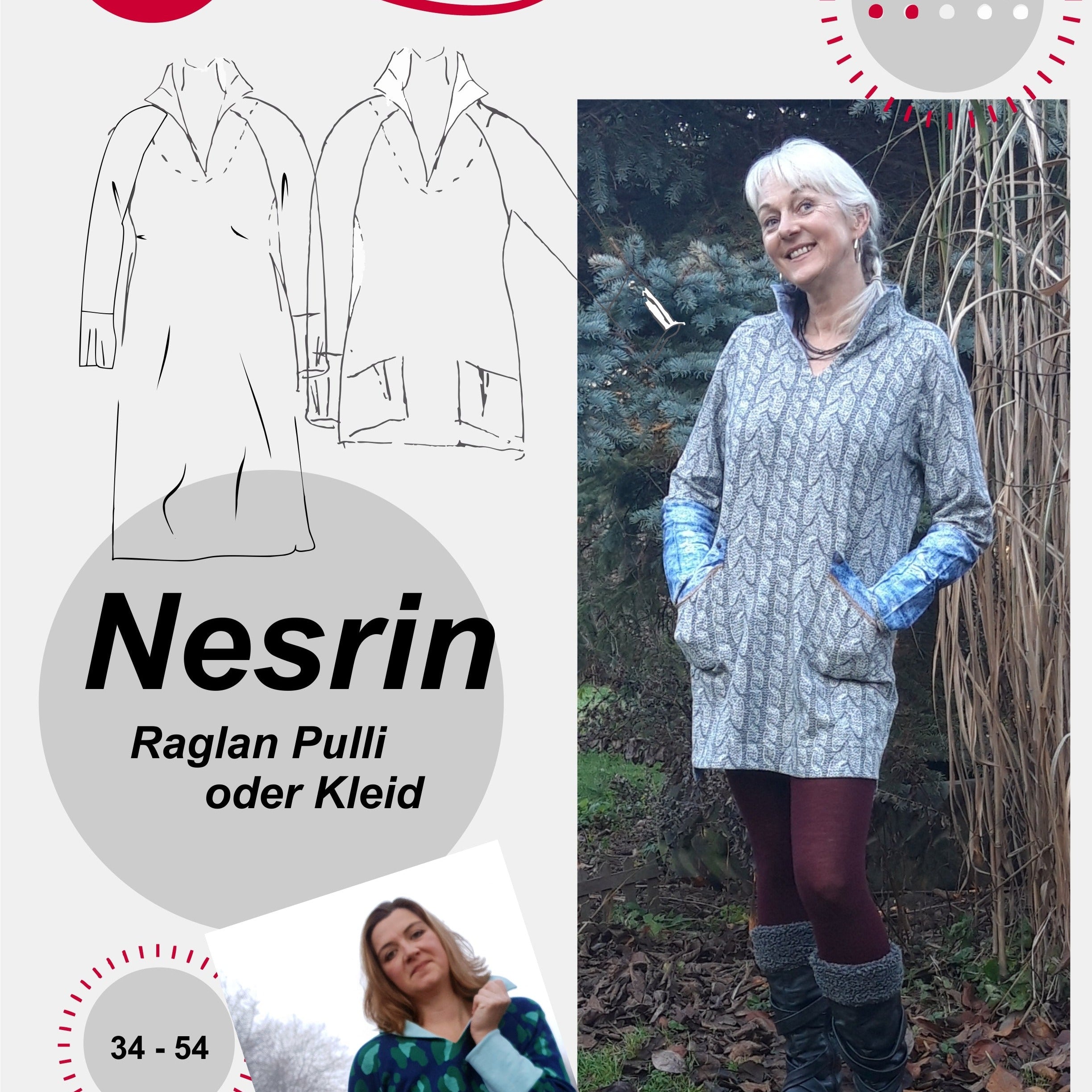 Nesrin Raglan Pulli mit angeschnittenem Kragen