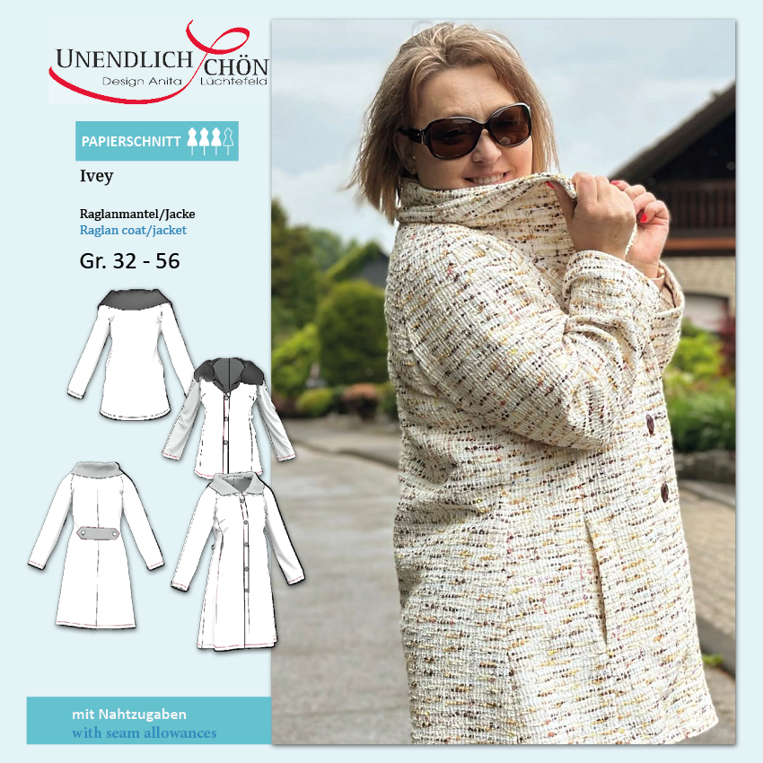 Schnittmuster Ivey Raglan Mantel