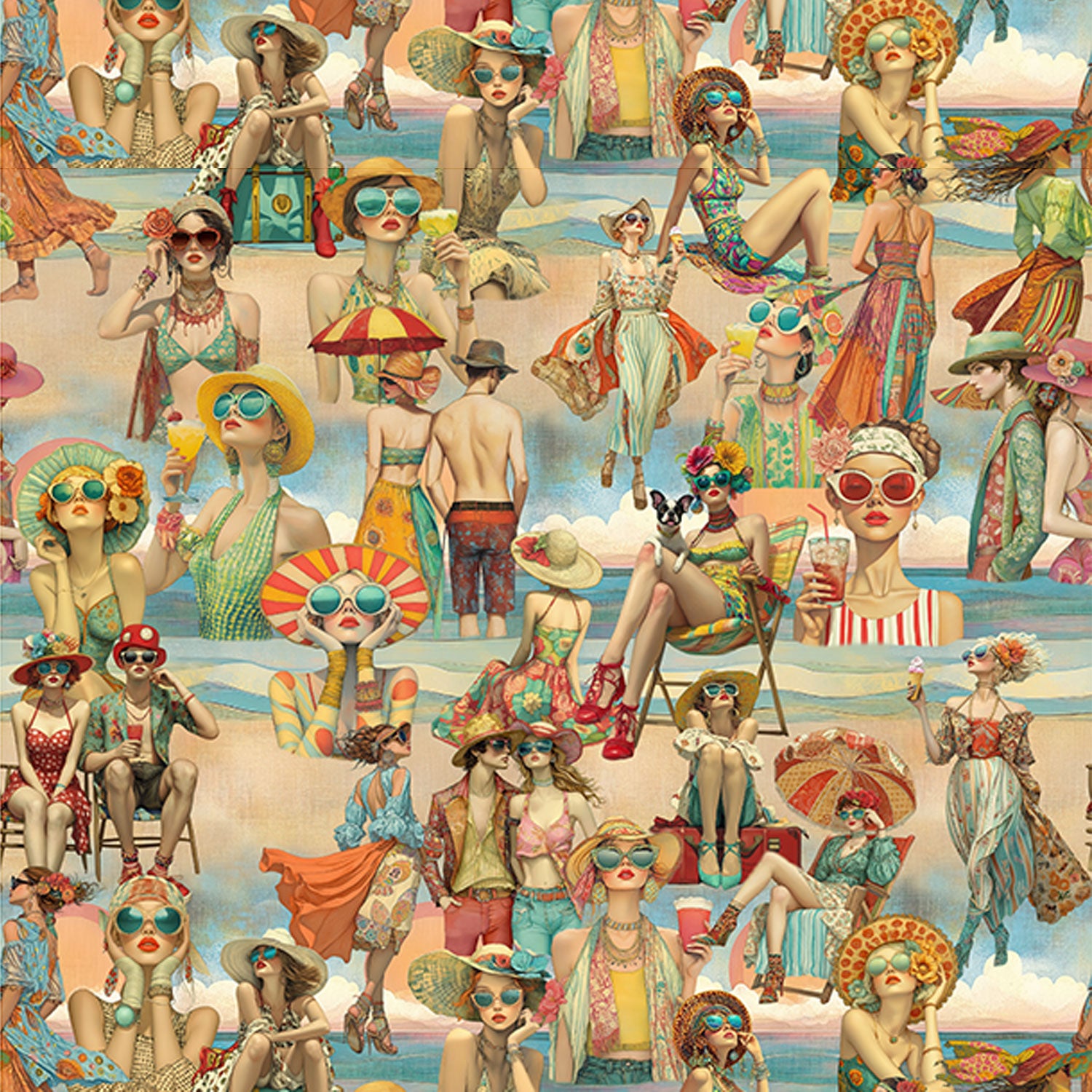 Baumwolljersey Retro Beach Ladies