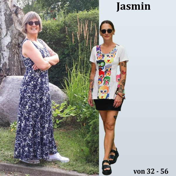 Bahnenkleid Jasmin auch als Top, Shirt, Tunika oder Maxikleid in Gr. 32- 56 als Papierschnitt