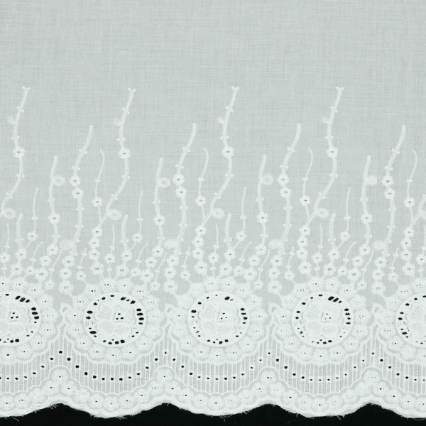 White cotton blouse fabric with embroidery