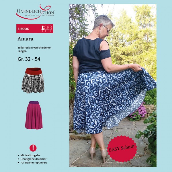 Amara circle skirt EASY sewing pattern as an e-book