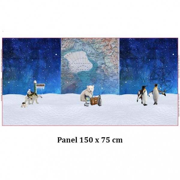 Stenzo Baumwoll Jersey Panel der kleine Eisbär und die Pinguine